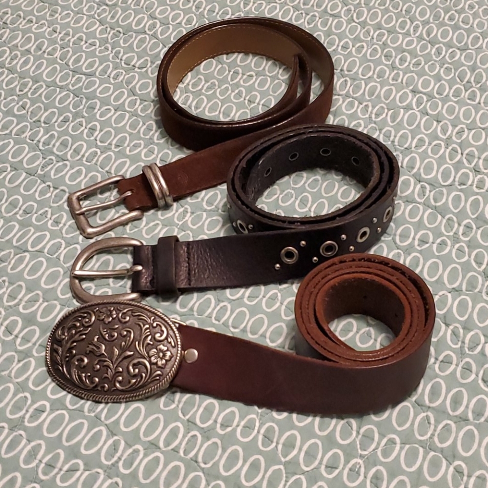 3 Genuine Leather Belts